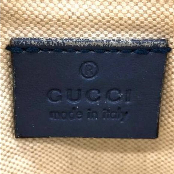 Gucci canvas craft tote blue leather trim - Picture 3 of 16